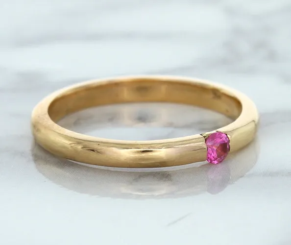 0.10ct Round Pink Sapphire Ring in 14K Rose Gold