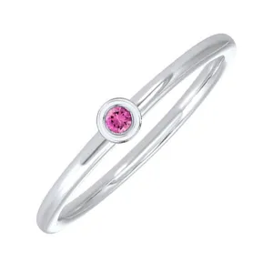 10KT White Gold Classic Book Birthstone Stackable Fashion Ring