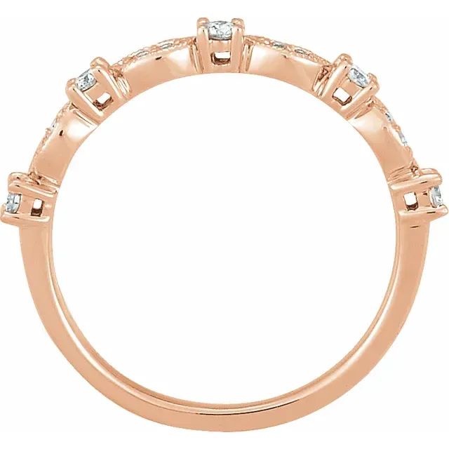 14K Rose 1/5 CTW Diamond Granulated Stackable Ring