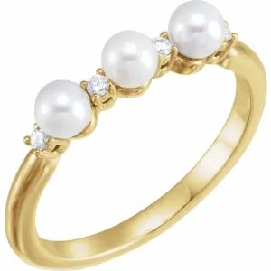 14K Yellow Freshwater Cultured Pearl & .05 CTW Diamond Ring