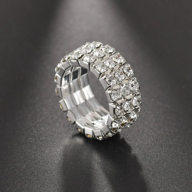 Big Sapphire Elastic Ring for Women Wedding Party Jewelry