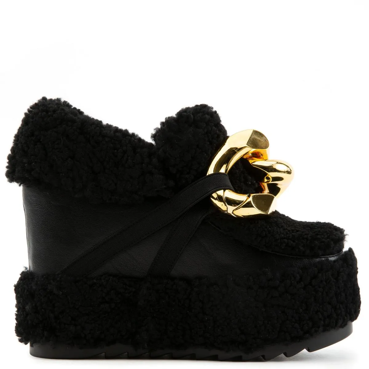 Black Haze Fur Wedge Shoes