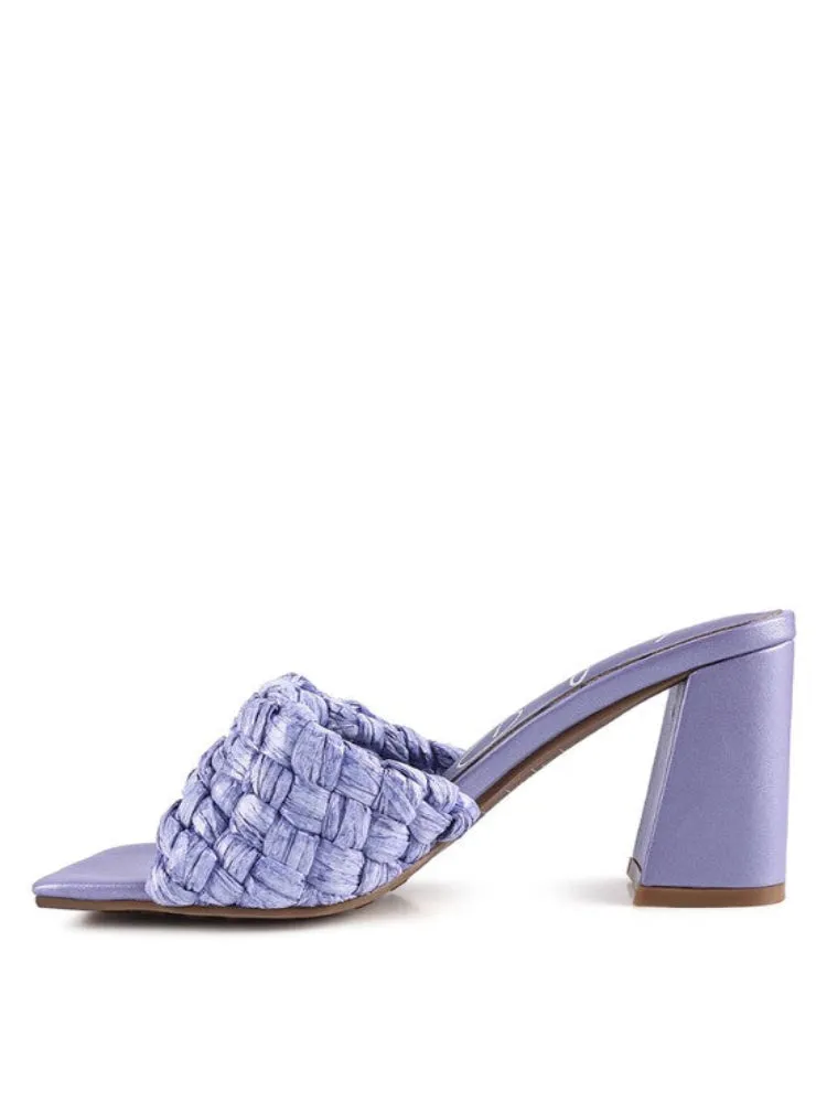Braided Raffia Block Heeled Sandals