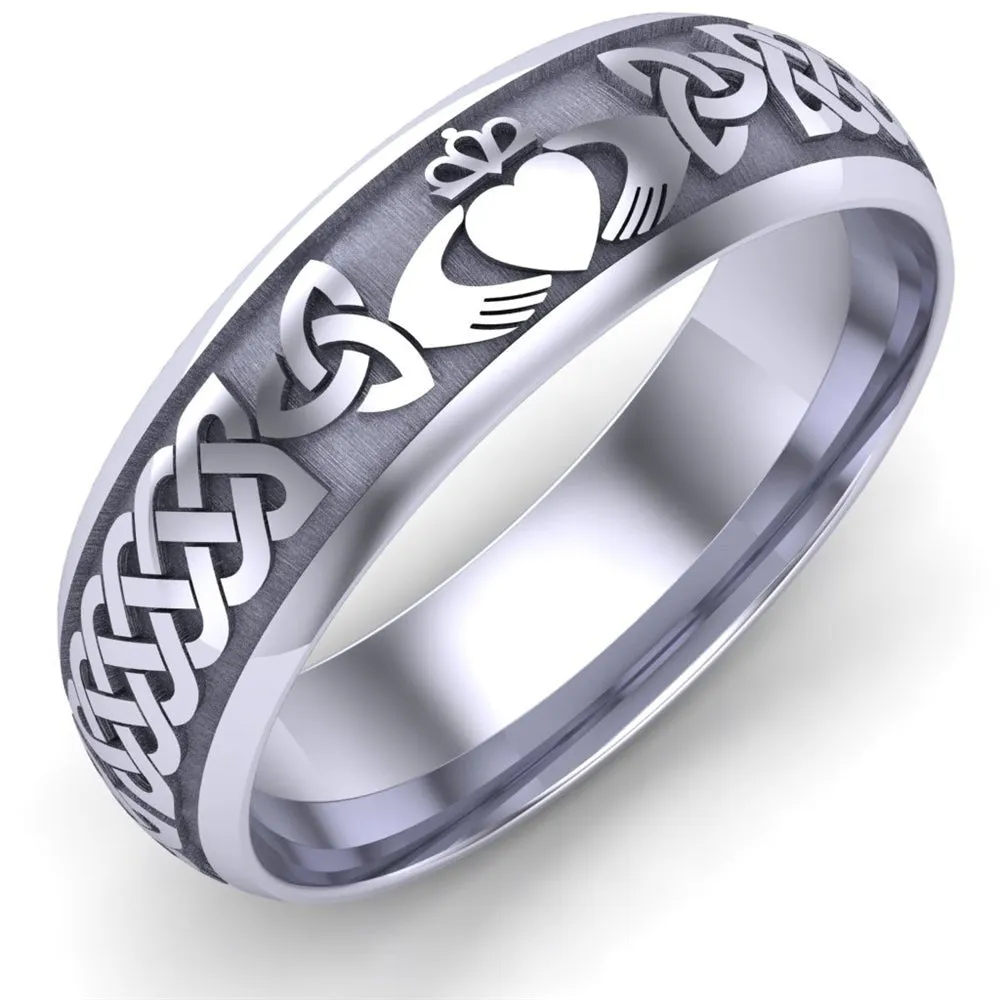 Claddagh Wedding Ring UCL1-14W6LIGHT - 14K White Gold LIGHT WEIGHT