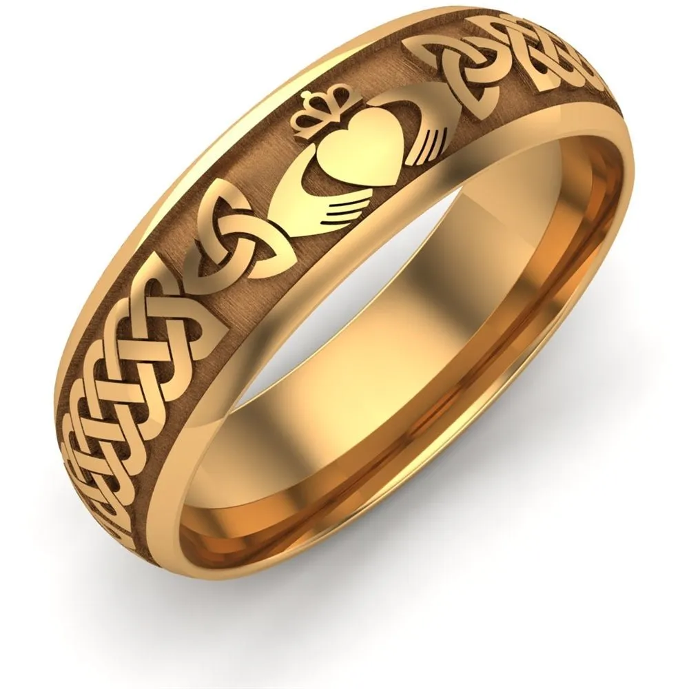 Claddagh Wedding Ring UCL1-14Y6LIGHT - 14K Yellow Gold LIGHT WEIGHT