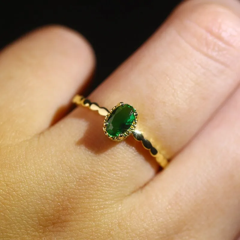 Classic Red Ruby Gemstone Ring Women Wedding Anniversary Jewelry