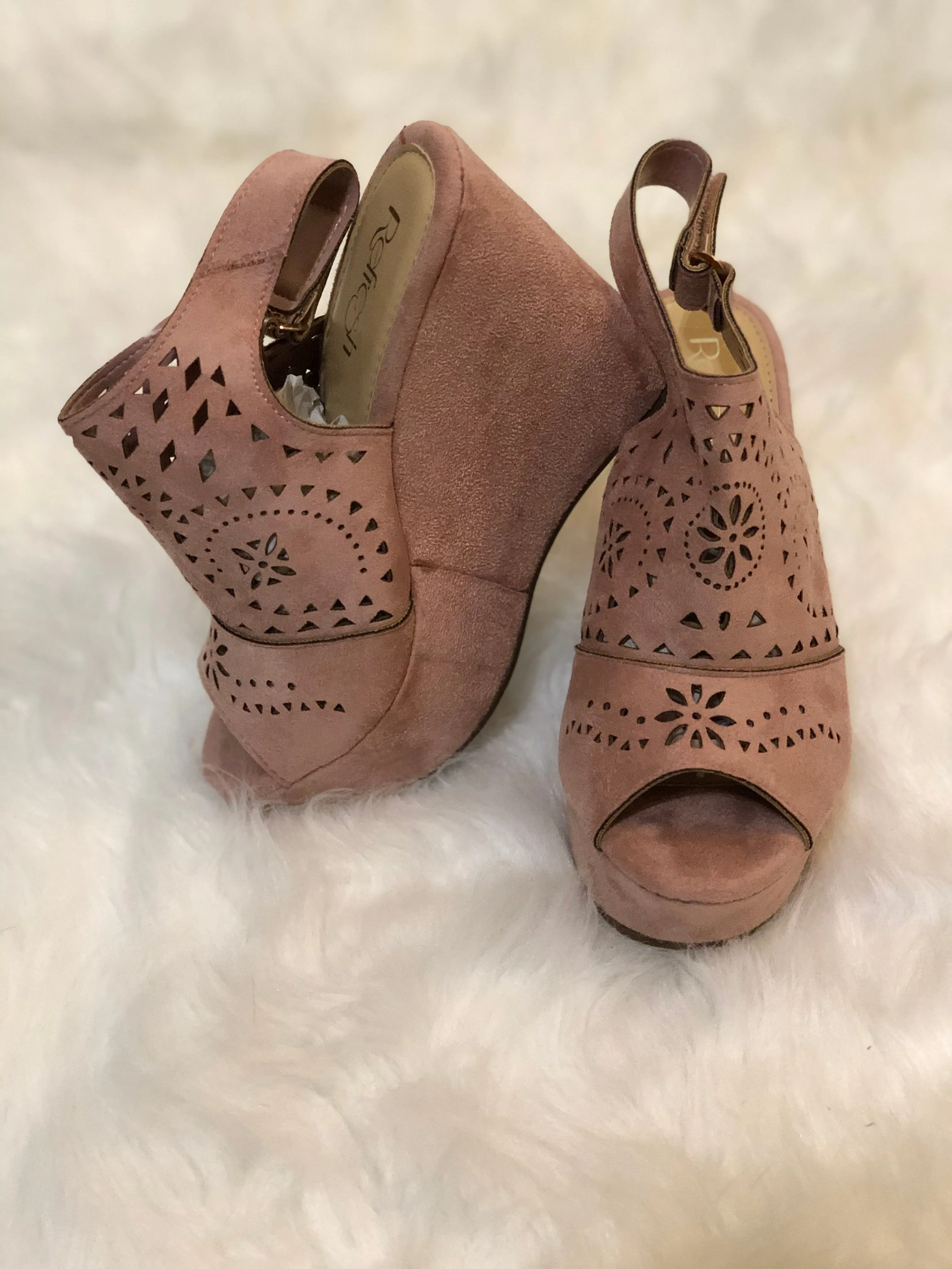 Dusty Rose Suede Wedge