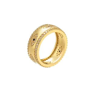 Engrave Gold Round Ring Women Engagement Birthday Gift Party