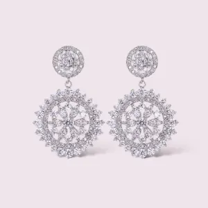 Floral CZ micro pave drop wedding earrings, Wedding Jewelry, Bridal, Bridesmaids