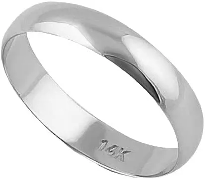 Jewelmore 4MM Men's Gold Wedding Band - Lightweight Wedding Ring for Men; 14K Gold Jewelry in Yellow, White, or Rose Gold; Plain Mens Wedding Band; Classic Gold Rings for Men