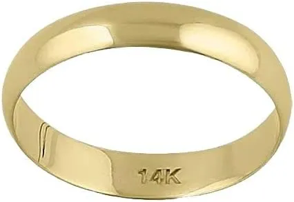 Jewelmore 4MM Men's Gold Wedding Band - Lightweight Wedding Ring for Men; 14K Gold Jewelry in Yellow, White, or Rose Gold; Plain Mens Wedding Band; Classic Gold Rings for Men