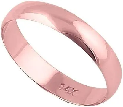 Jewelmore 4MM Men's Gold Wedding Band - Lightweight Wedding Ring for Men; 14K Gold Jewelry in Yellow, White, or Rose Gold; Plain Mens Wedding Band; Classic Gold Rings for Men