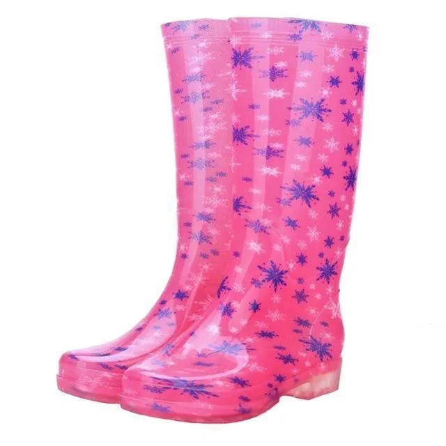 Low Heel Rubber  Knee High Rain Boots