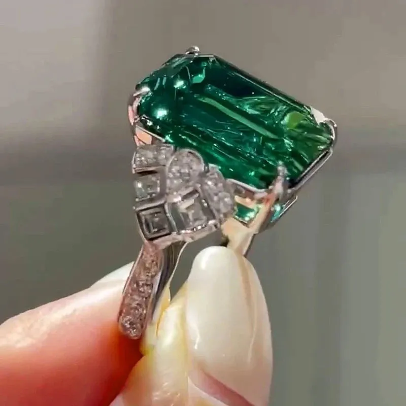 Luxury Green Zircon Women Ring Party Accessories Women Jewelry