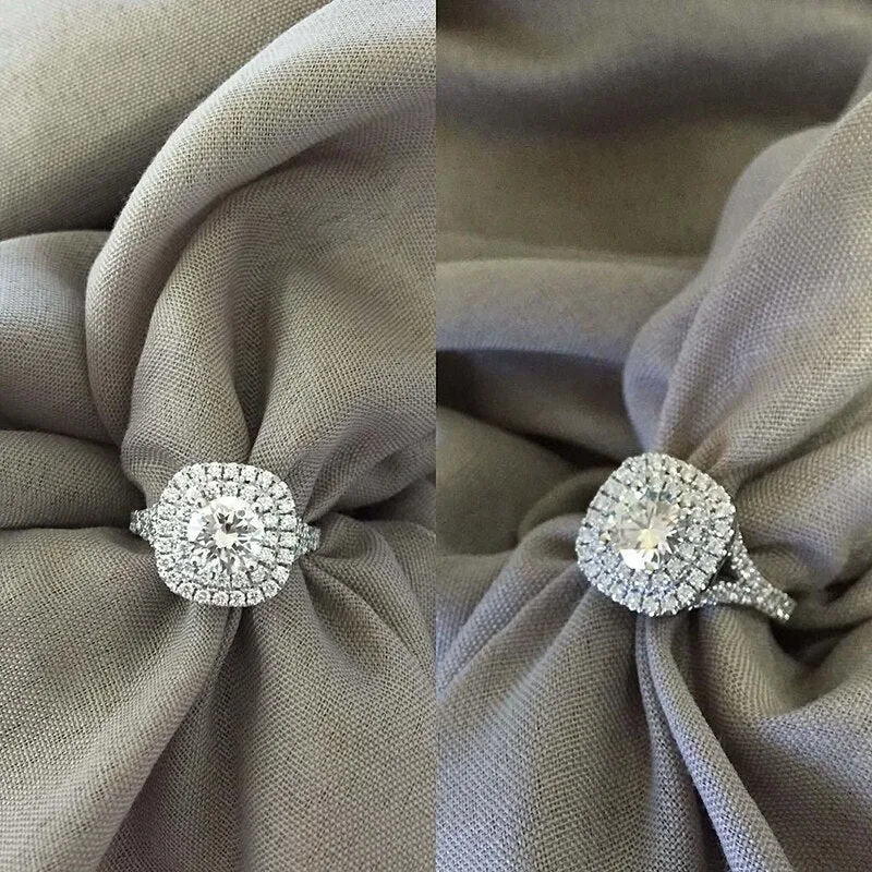 Luxury White Sapphire Gemstone Engagement Ring Women Jewelry