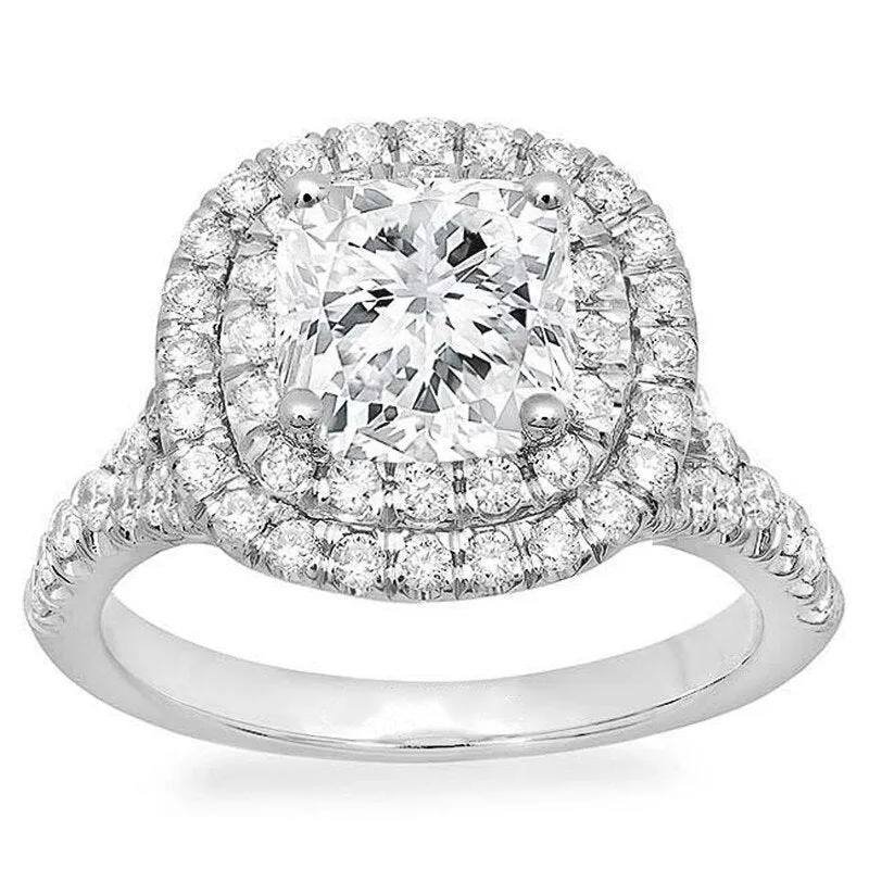 Luxury White Sapphire Gemstone Engagement Ring Women Jewelry