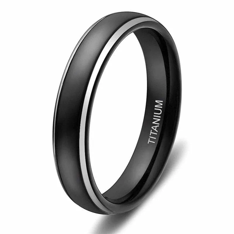 Men's Matte Black Dome Titanium Wedding Band