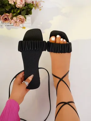 Square Toe Strappy Flat Sandals