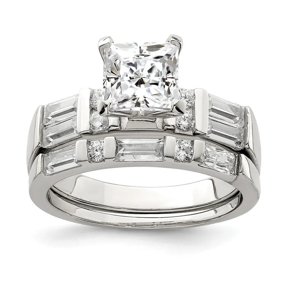 Sterling Silver Cubic Zirconia Band Rings Set