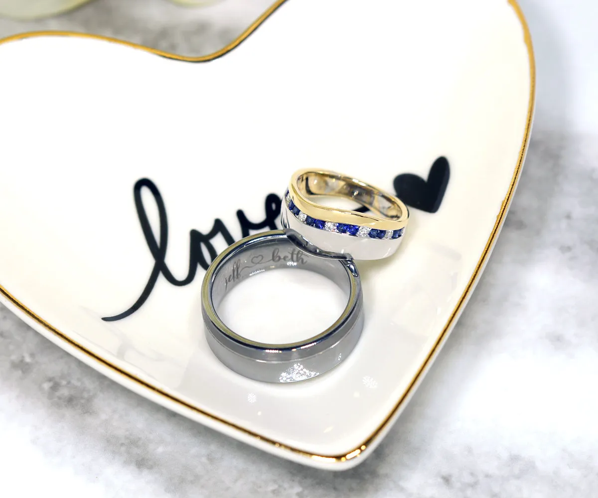 Wavy Two Tone Sapphire Diamond Channel Wedding Band