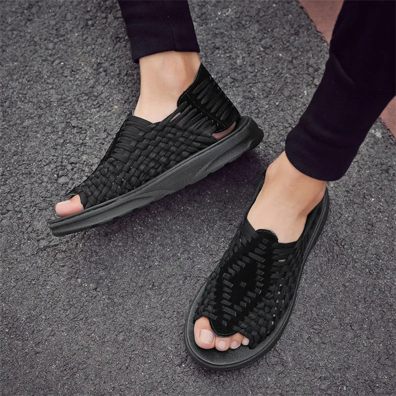 Wearable Hand-Woven Slip-On Sandals for Men