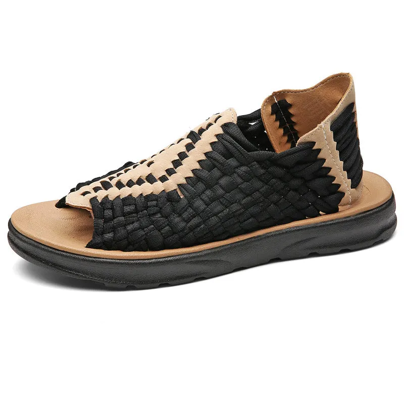 Wearable Hand-Woven Slip-On Sandals for Men