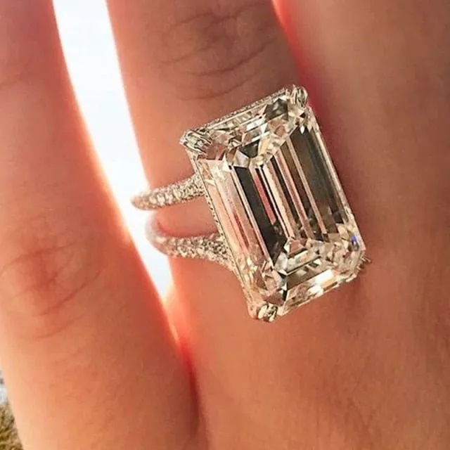 White Zircon Wedding Ring for Women Silver Engagement Jewelry