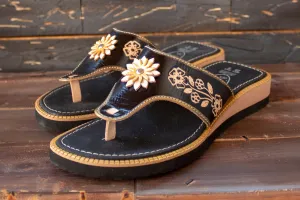 WOMENS LEATHER SLIP ON HUARACHE MEXICAN SANDAL